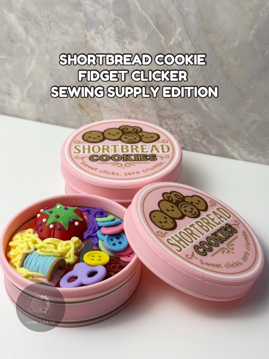 Short Bread Cookie Fidget Clicker - Sewing Supply Edition